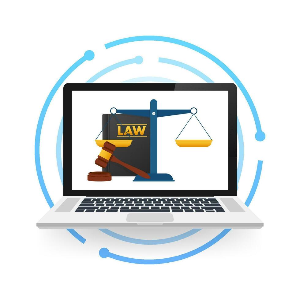 Legal advice. Justice, consultation. Client questions. Online lawyer assistance. Vector stock illustration.