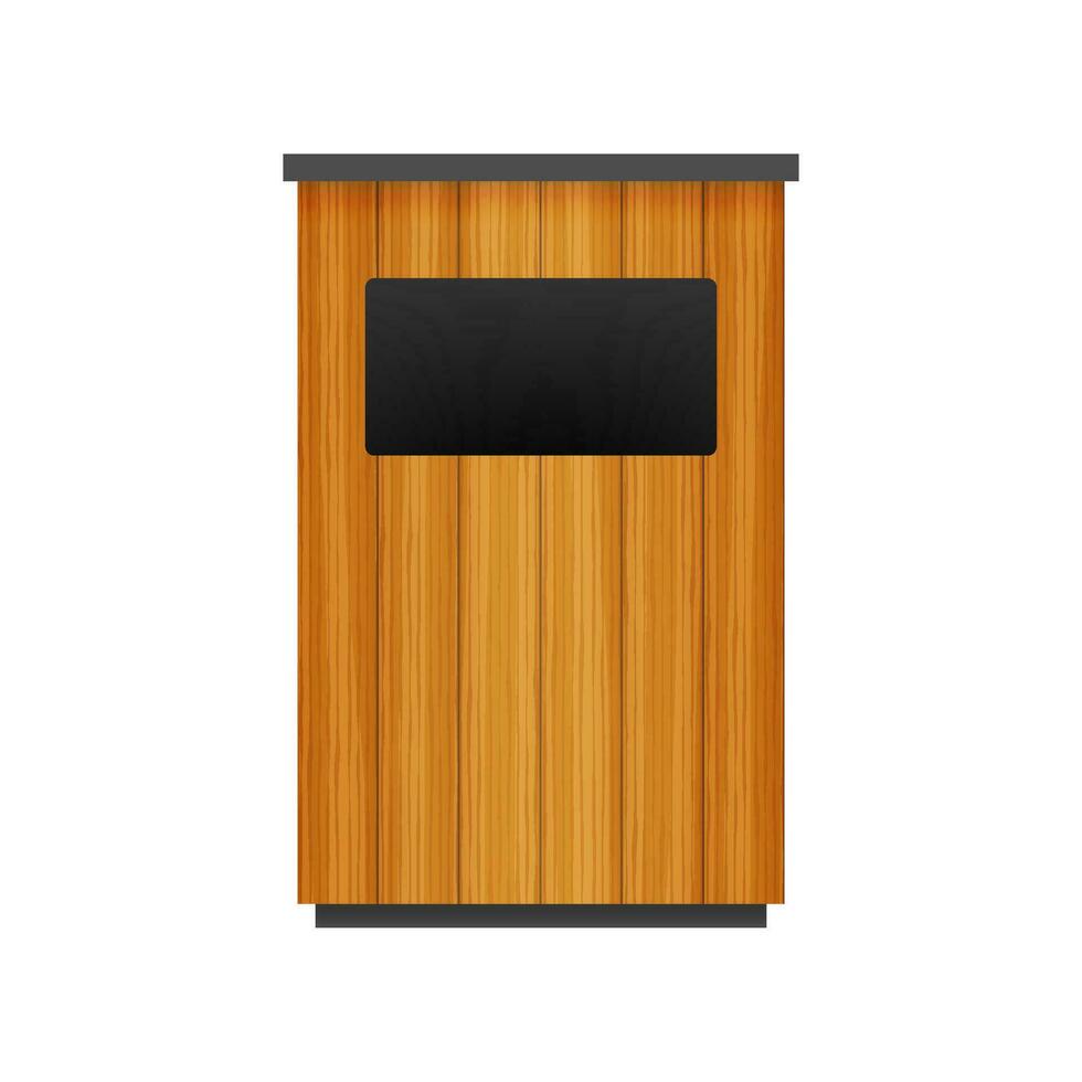 Trash can in park icon. Waste bin on white background. Vector stock illustration.
