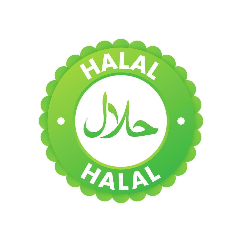 Halal food sign, label. Vector stock illustration