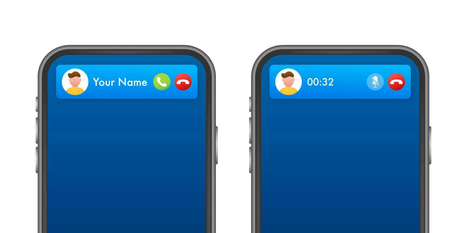 Mockup incoming call. Call screen Interface. Vector stock illustration.