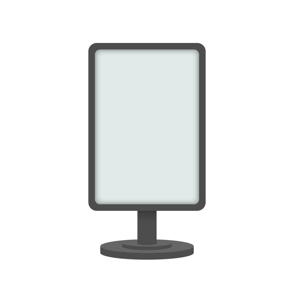 Blank interactive outdoor kiosk. Display kiosk stand, blank mockup advertising touch. Vector stock illustration.