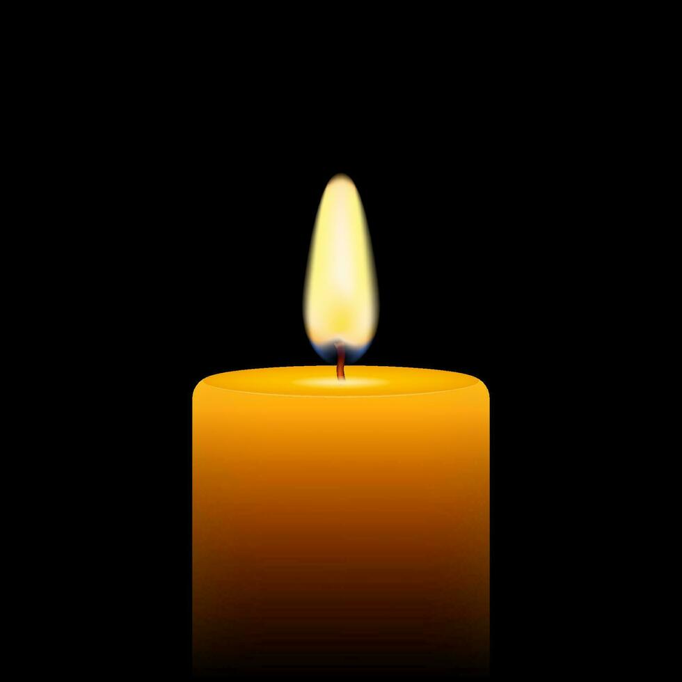 Vector stock illustration of yellow candle on black background