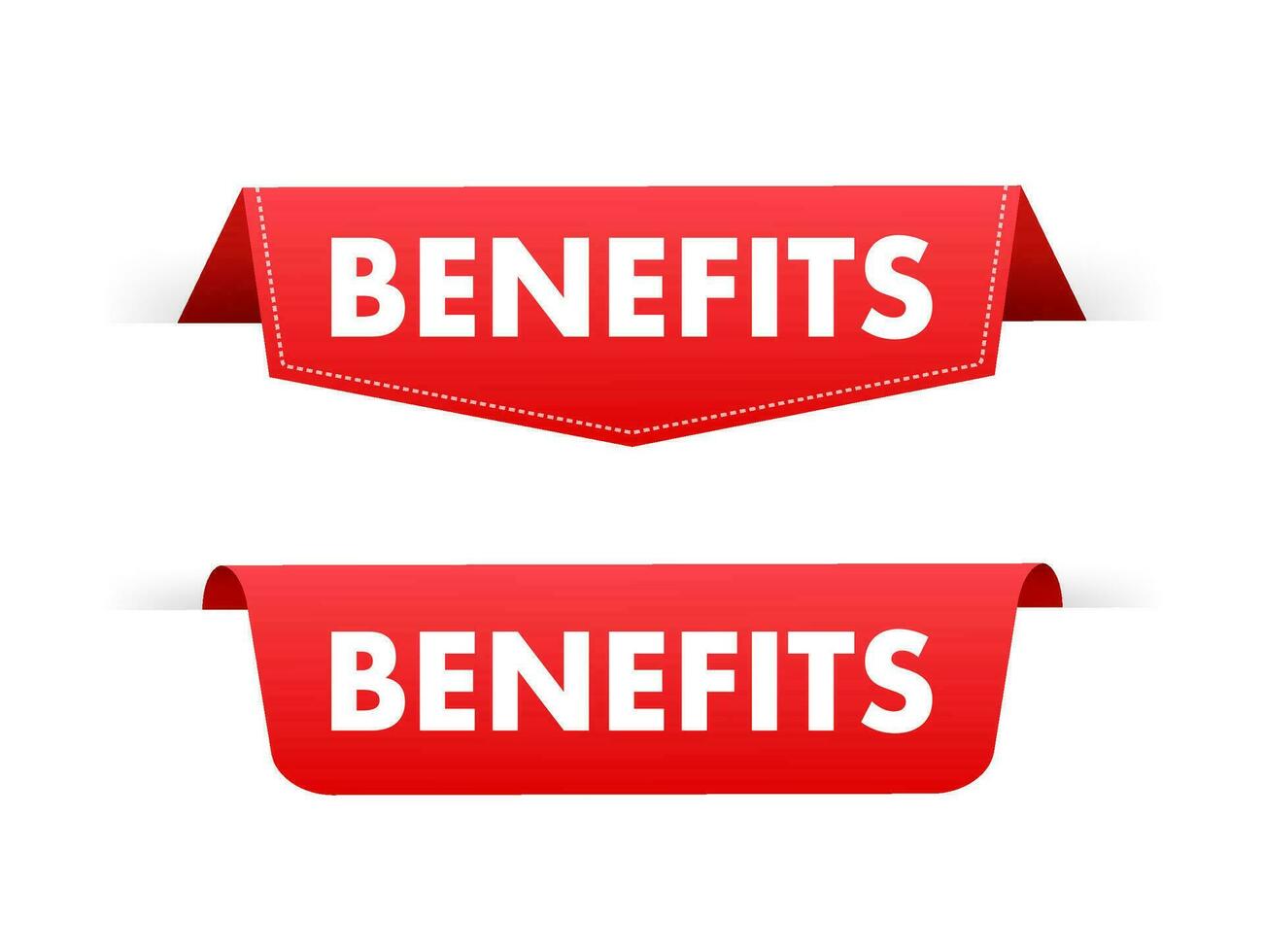 Benefits Red Label. Red Web Ribbon. stock illustration. vector