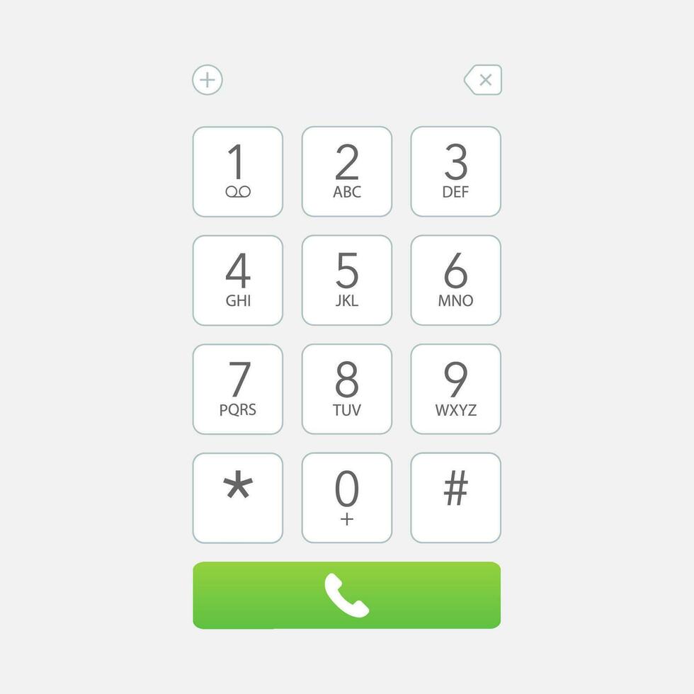 Smart phone Dial Keypad Screen Vector stock Illustration.