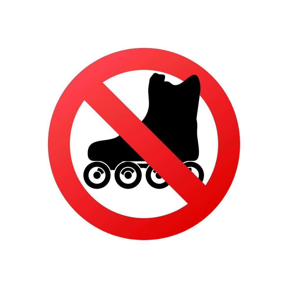 No roller skates sign, label. Warning icon. Vector stock illustration