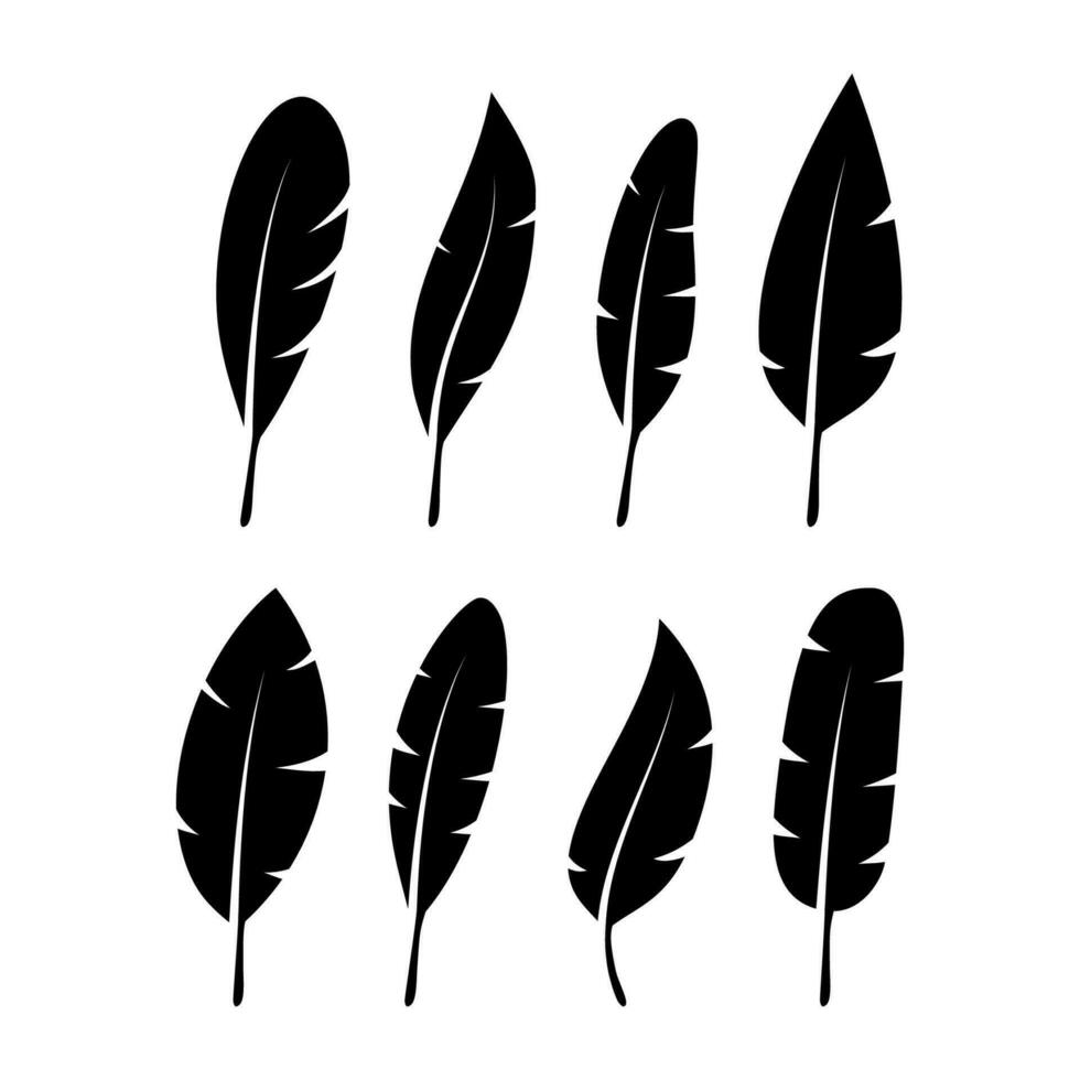 Bird Feather. Quill feather silhouette icon. Vector stock illustration