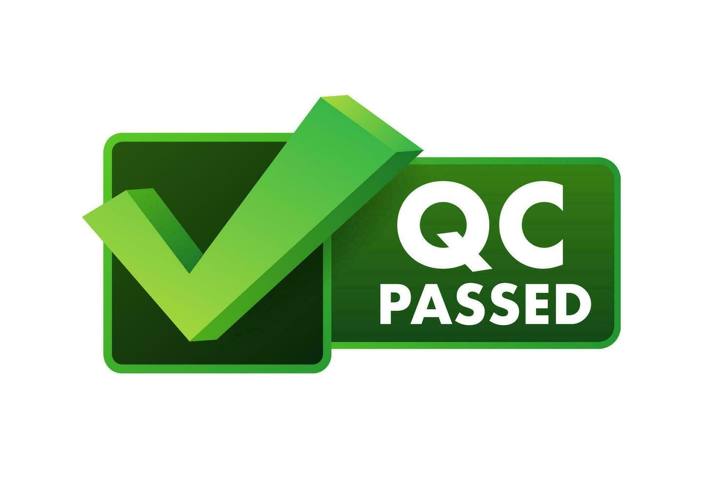 QC passed, pass quality sign, label. Vector stock illustration
