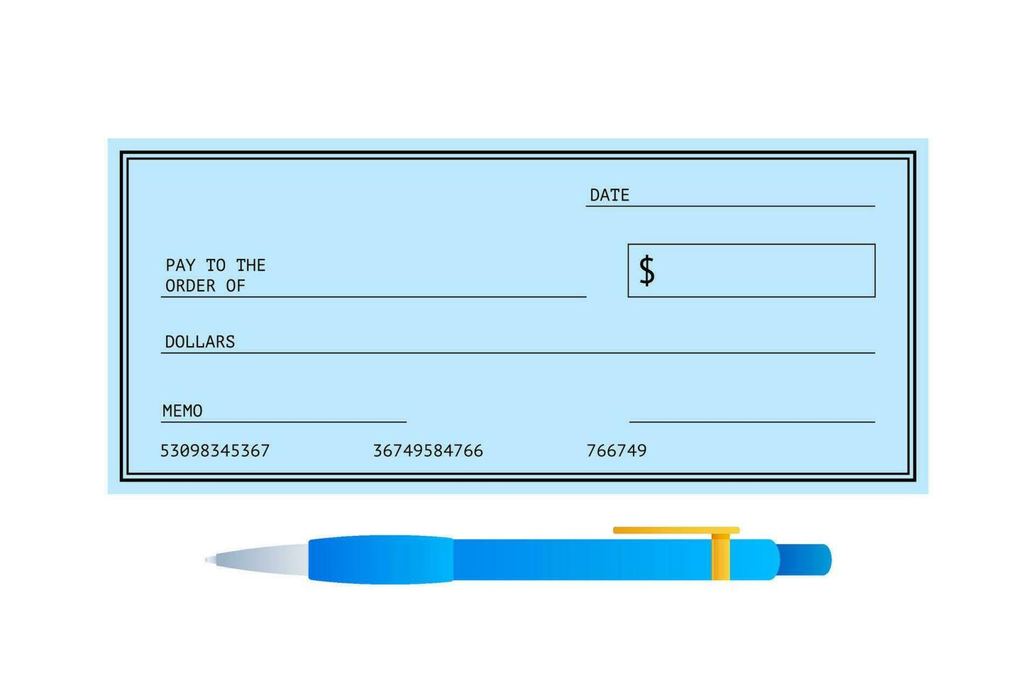 blanco controlar. financiero pago. talonario de cheques modelo. vector valores ilustración.