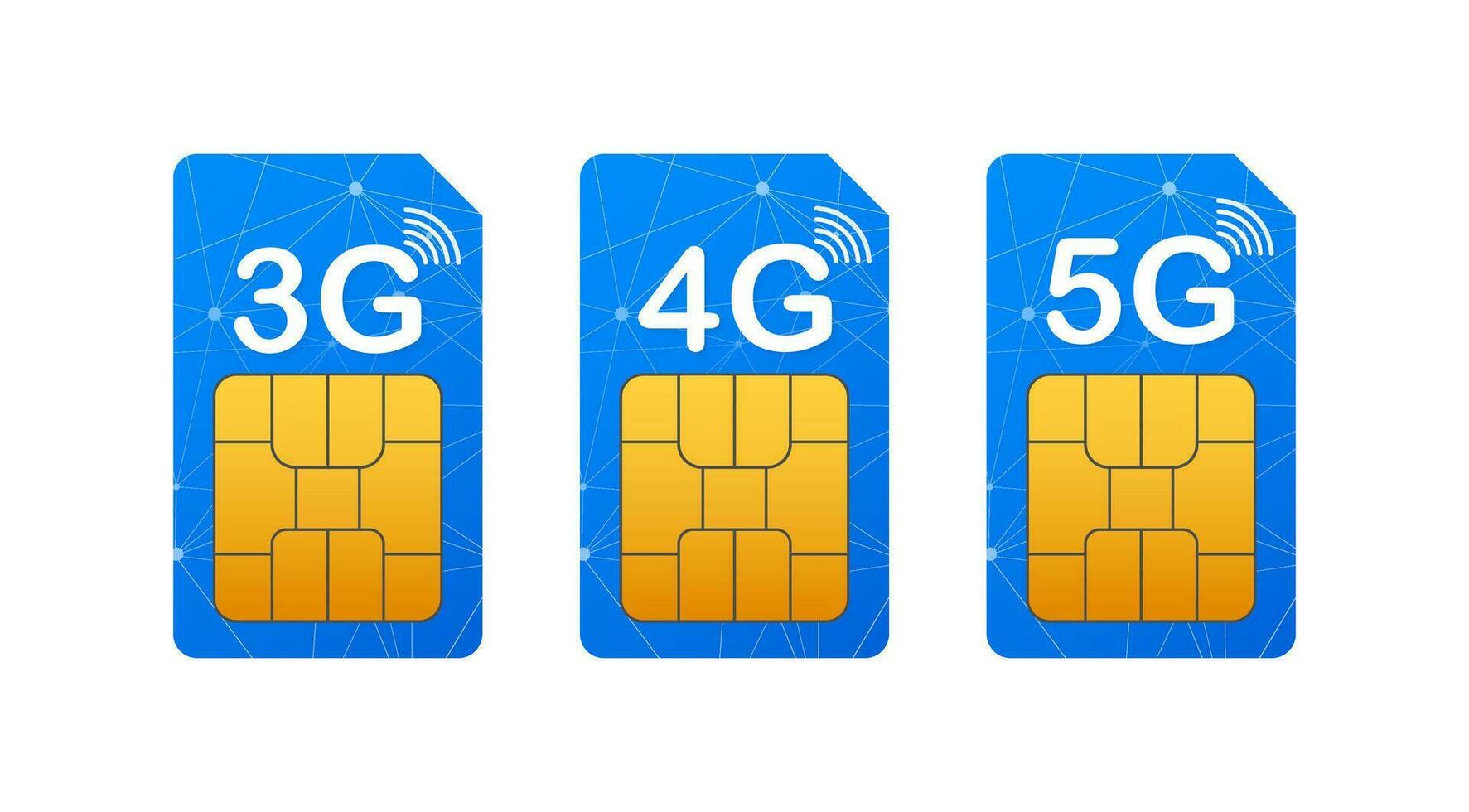 3G 4G 5G Sim Card. Mobile telecommunications technology symbol vector