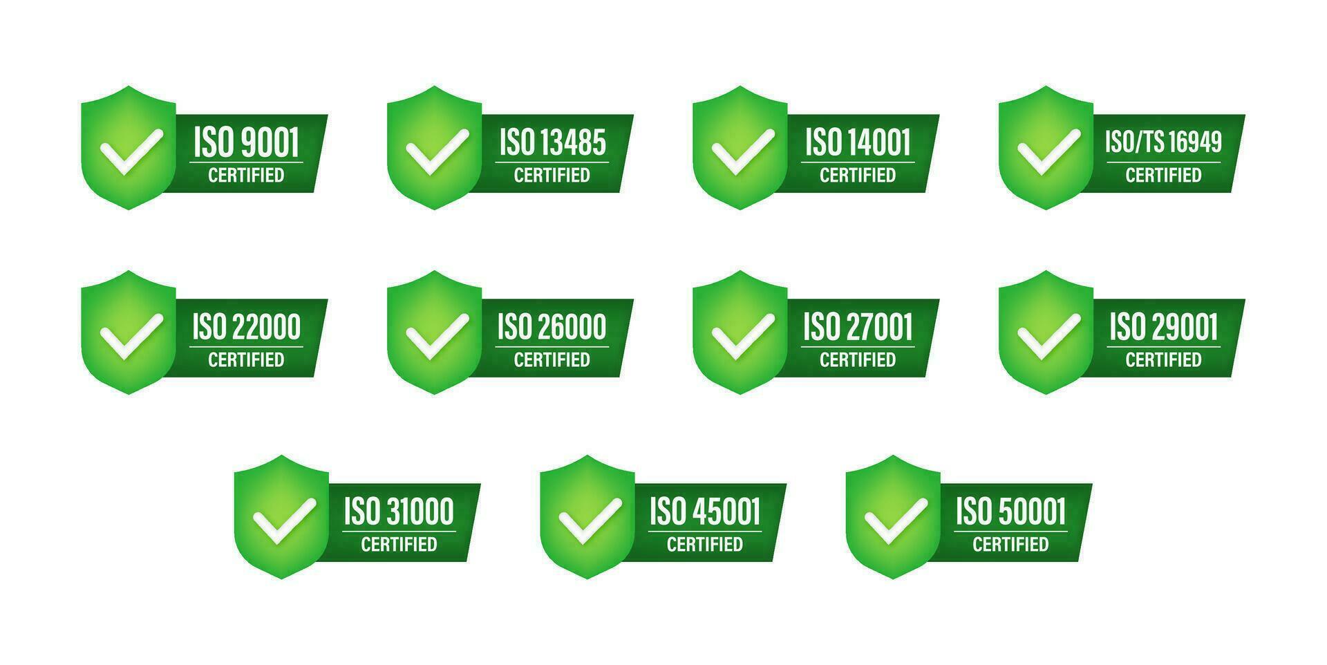 Set of ISO Certification stamp and labels. ISO Certified badge. Information security management vector