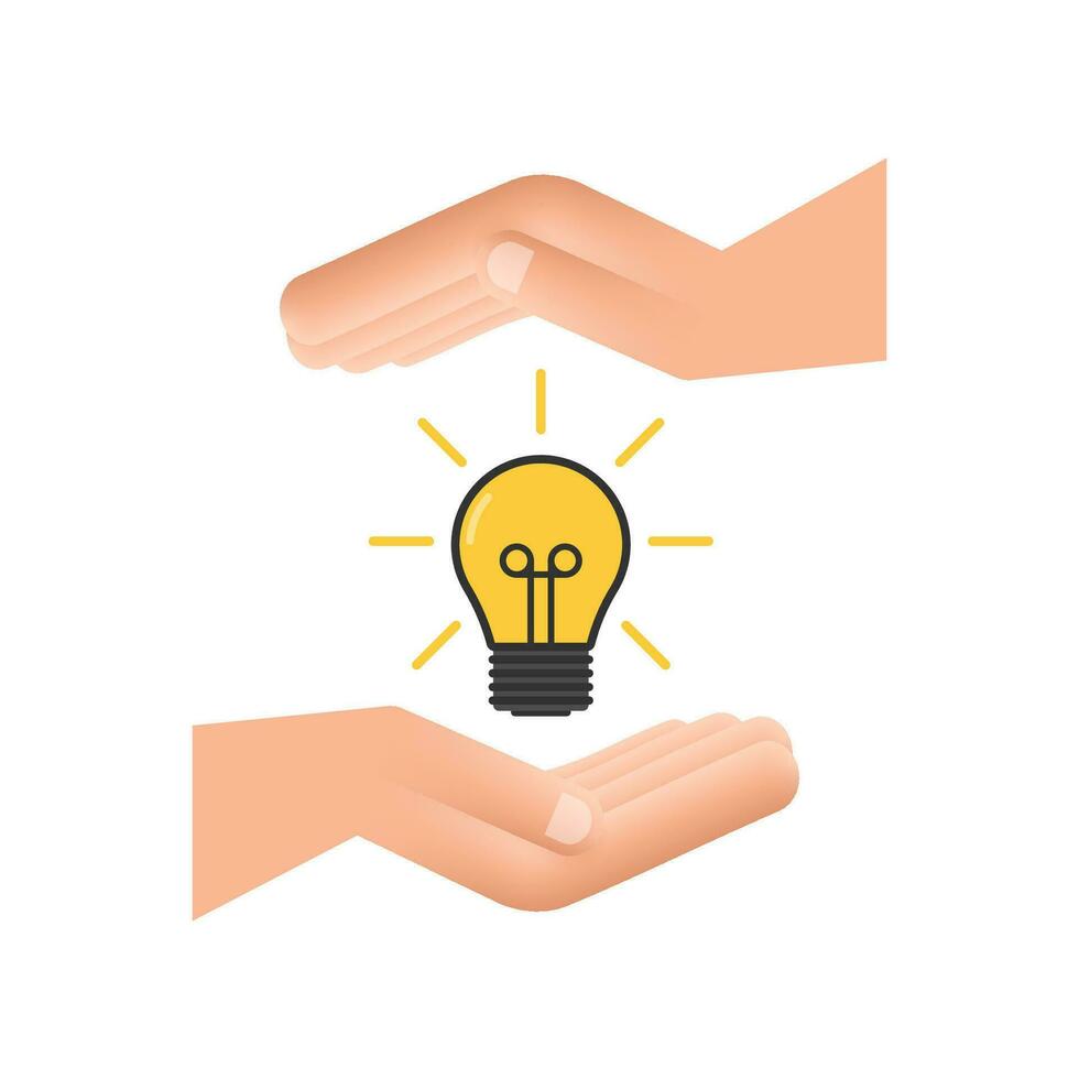 Light bulb icon with hands. lamp, incandescent bulb. Motion graphics 4k vector