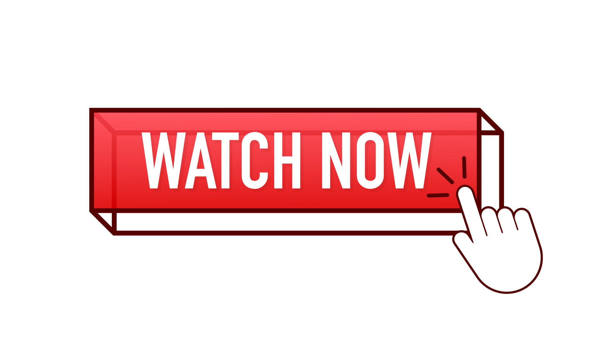 Watch now button in flat style on white background. Isolated Motion