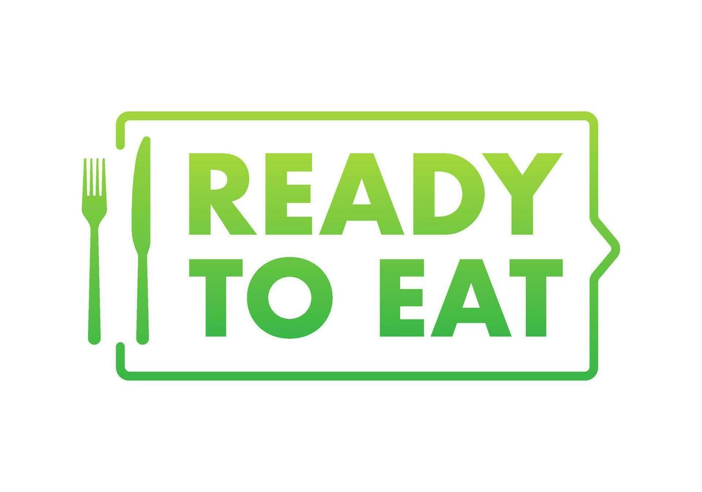 Ready to eat meal sign, label. Precooked food. Vector stock illustration