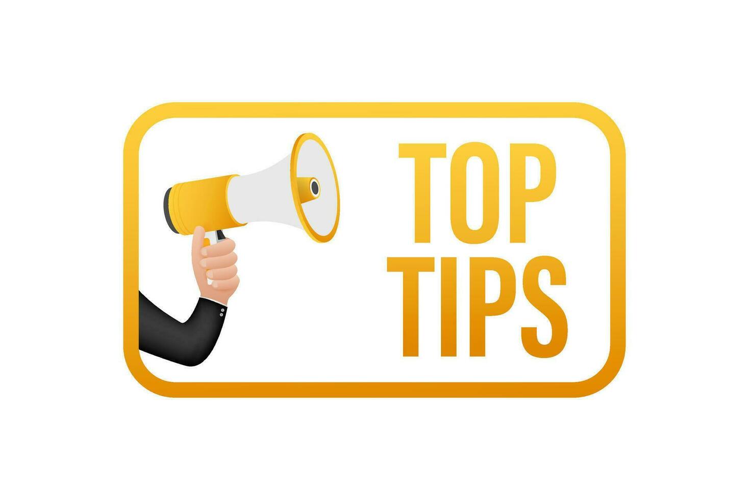 Megaphone banner with text Top tips. Motion graphics . 4k vector