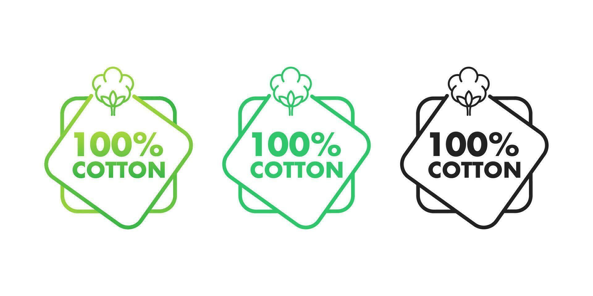 100 cotton label. Natural fiber sign. Vector stock illustration.