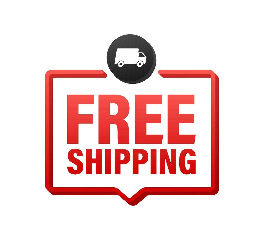 Free shipping. Badge with truck. Motion graphics illustrtaion 4k vector