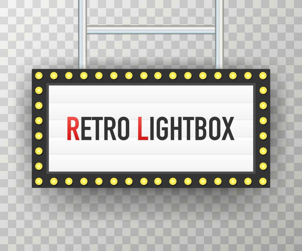 Retro lightbox billboard vintage frame. Lightbox with customizable design. Classic banner for your projects or advertising. Vector stock illustration.