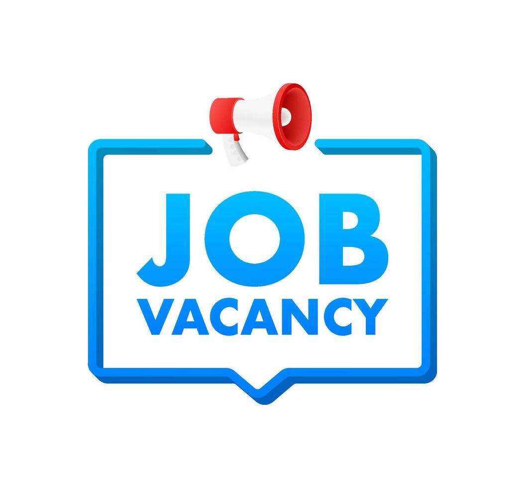 Flat red Megaphone with Job vacancy. Motion graphics 4k vector