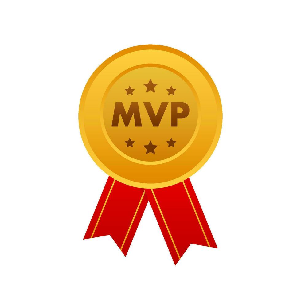 MVP gold medal award. Most valuable player. Vector stock illustration