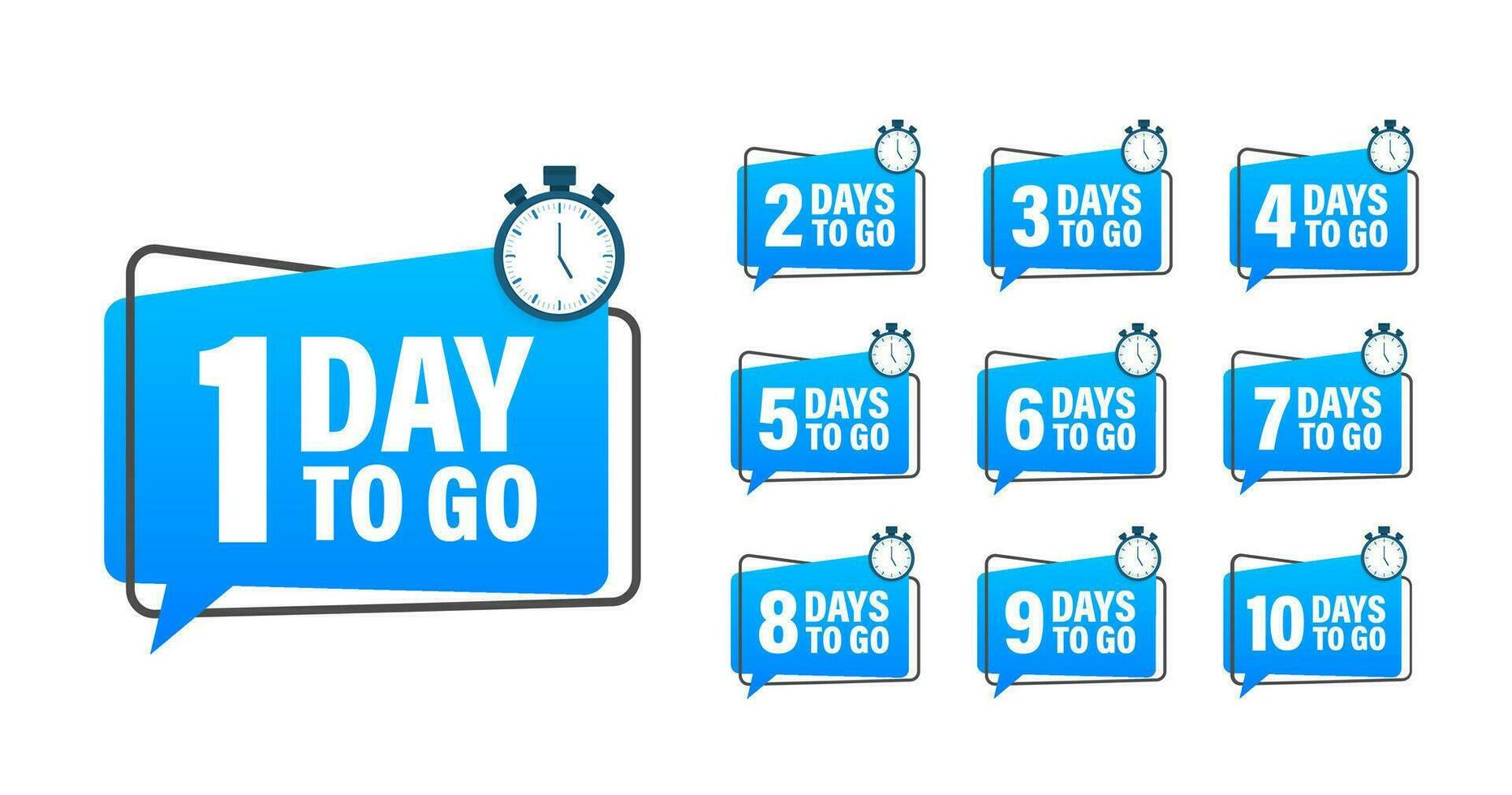 Days countdown. Days to go 1 2 3 4 5 6 7 8 9 10. The days left badges set. Product limited promo vector