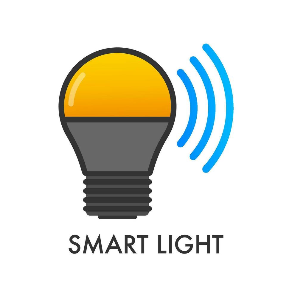 Light bulb. Smart light icon. Wireless communication technology. Vector stock illustration.