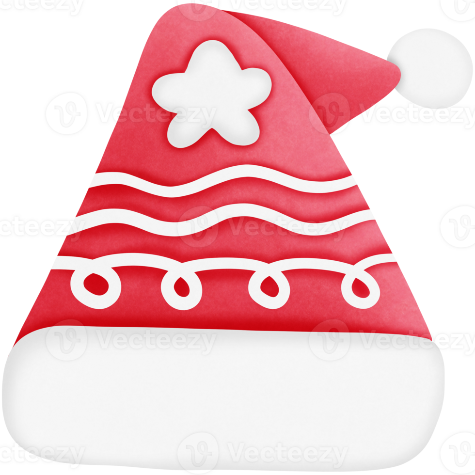 Christmas santa claus hat with star isolated on transparent background png