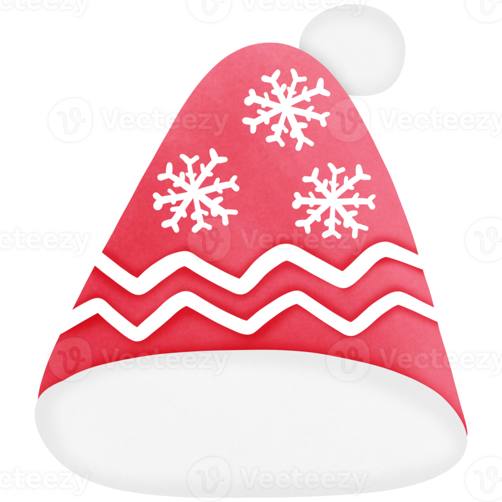 Christmas santa claus hat with snowflakes isolated on transparent background png