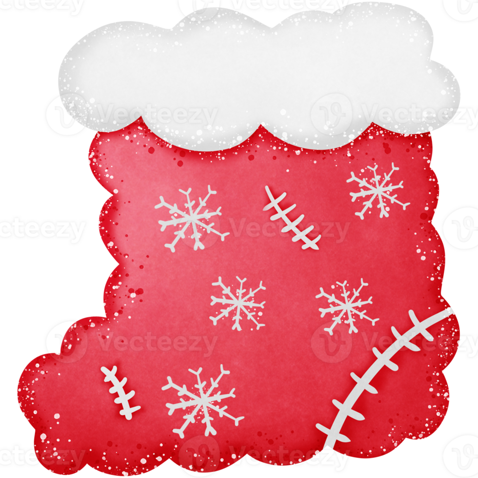 red christmas sock with snowflakes isolated on transparent background png