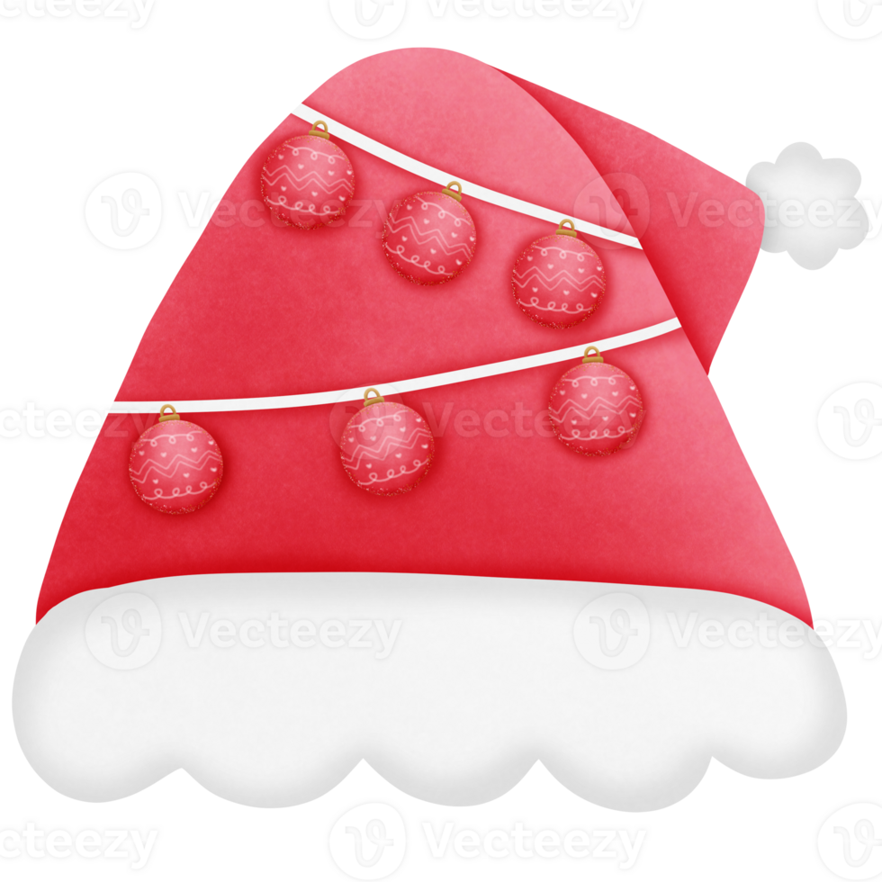 Christmas santa claus hat with ball isolated on transparent background png