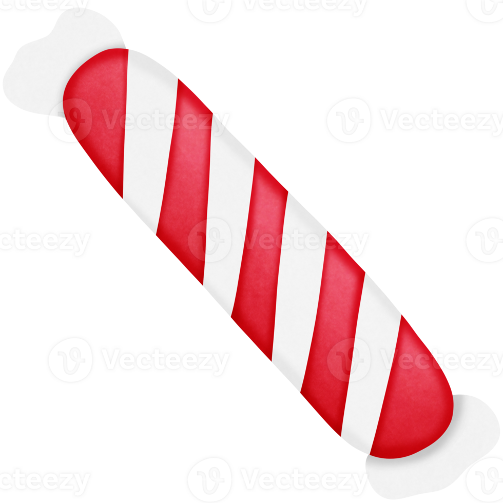 Red Christmas candy cane isolated on transparent background png