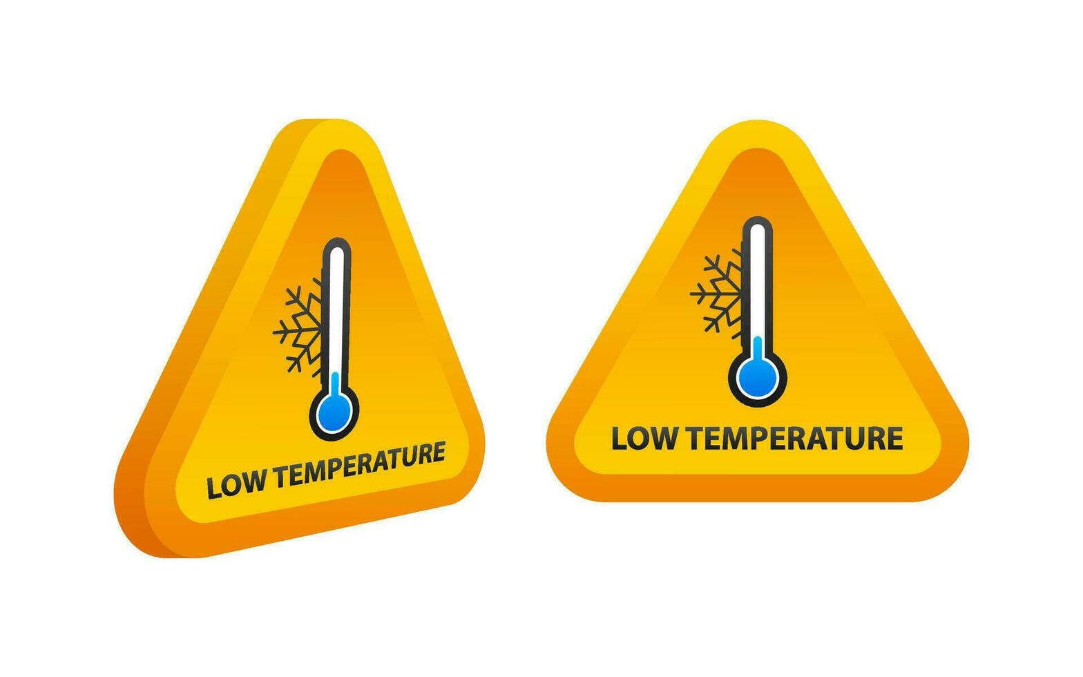 bajo temperatura advertencia signo. hielo frío símbolo. bajo cero termómetro vector