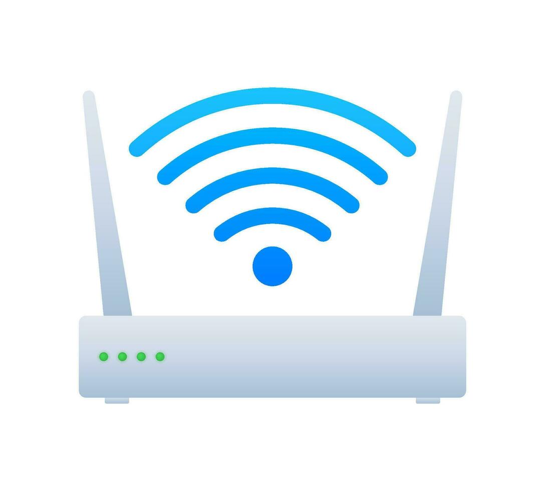 Network Router 3D WiFi Router. Internet service wireless router. Vector stock illustration.