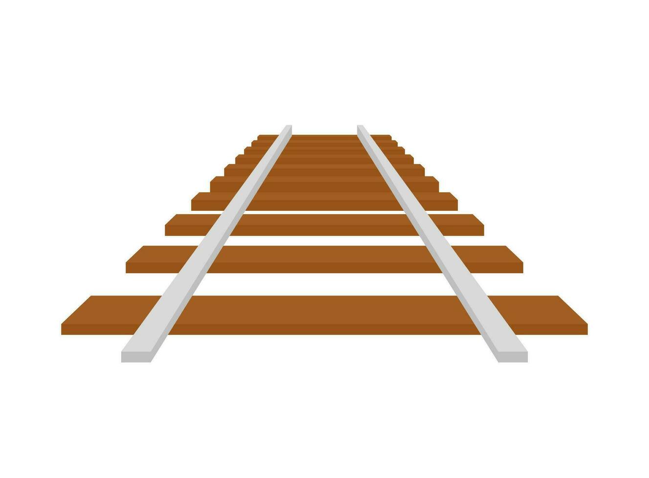 Railroad tracks. Railway train track. Rails and sleepers. Vector stock illustration.