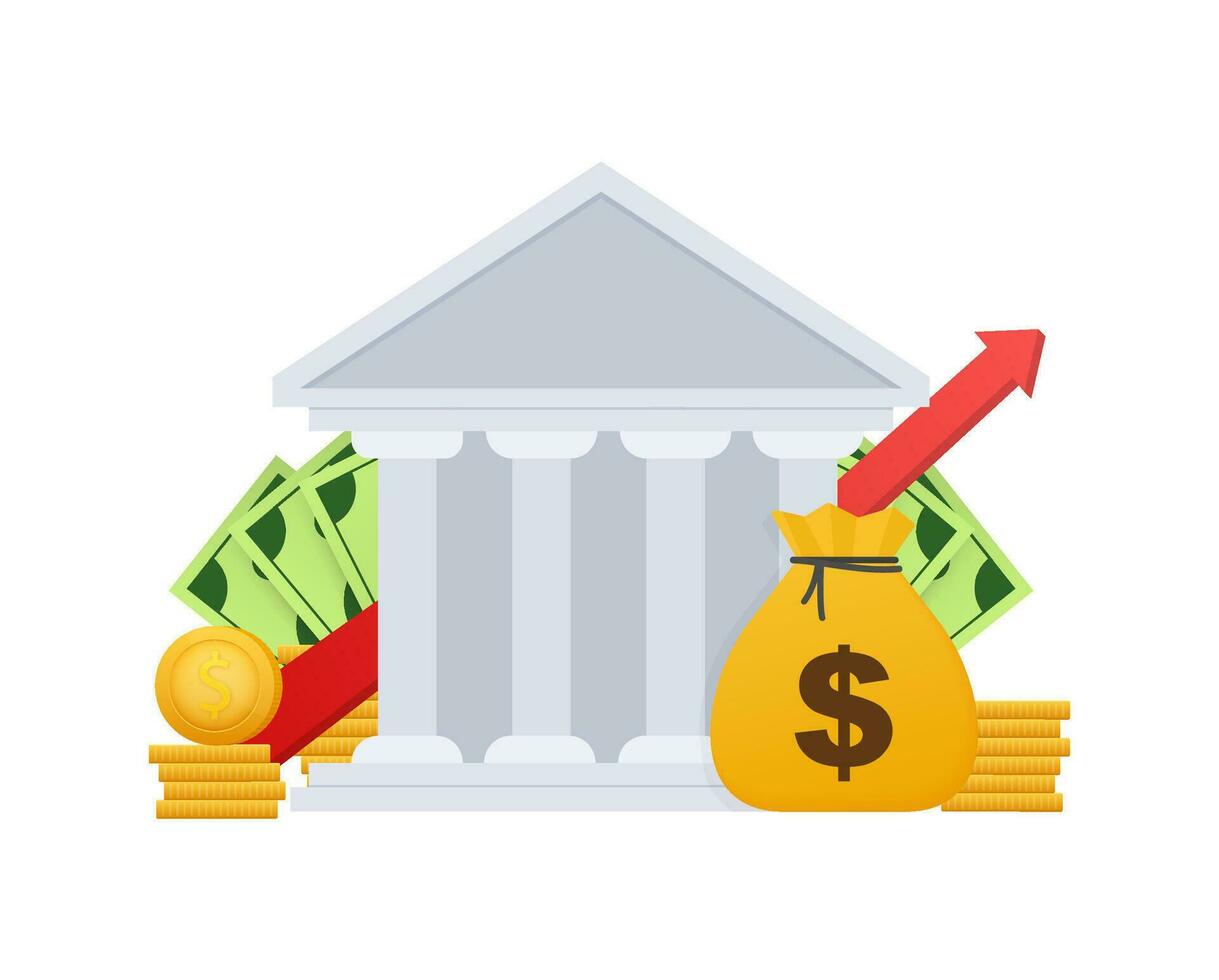 Bank deposit and investment. Financial investment. Keep and accumulate cash savings. Vector stock illustration.