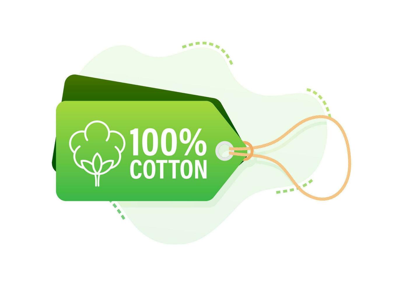 100 cotton label. Natural fiber sign. Vector stock illustration.