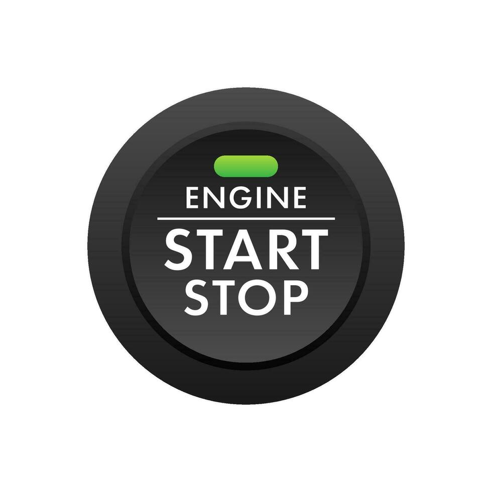 Car engine start stop button. Starting and stopping switch for motor vehicles. vector