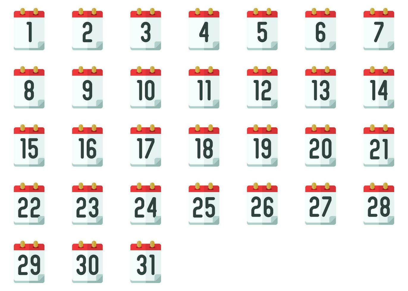 Calendar date icons vector in flat style, for business, education, event and office use.