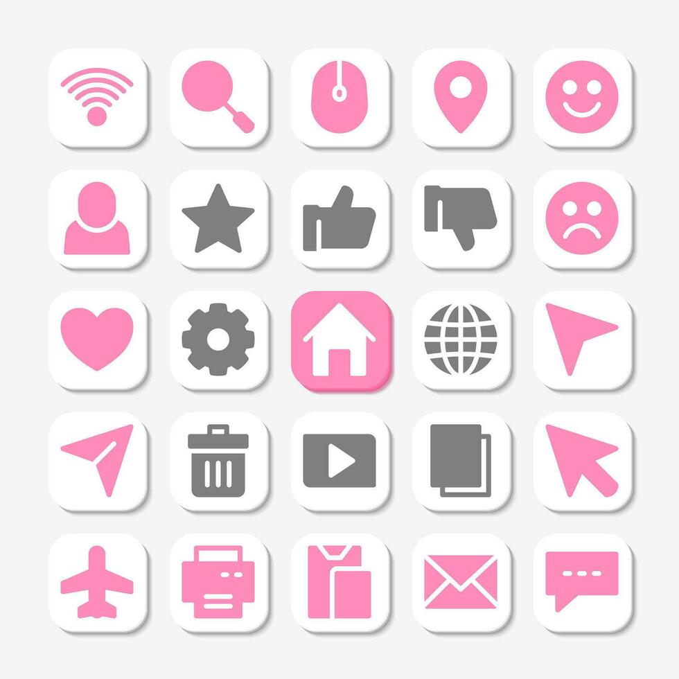Essentials icons in glyph style for user interface, mobile and website design. Including wifi, star, rating, love, home, and others. vector
