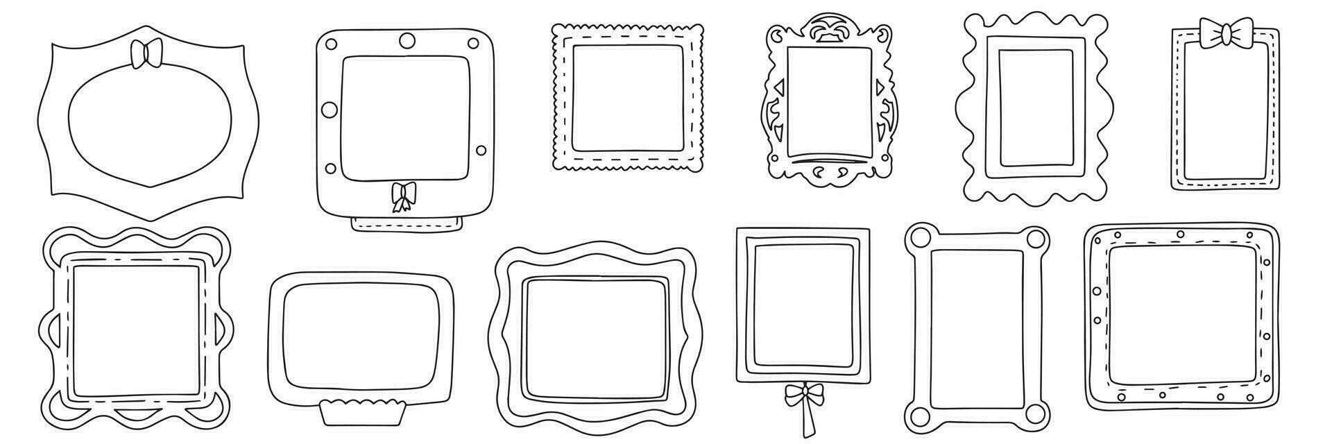 Big collection of doodle frames. Hand drawn doodle frame decoration