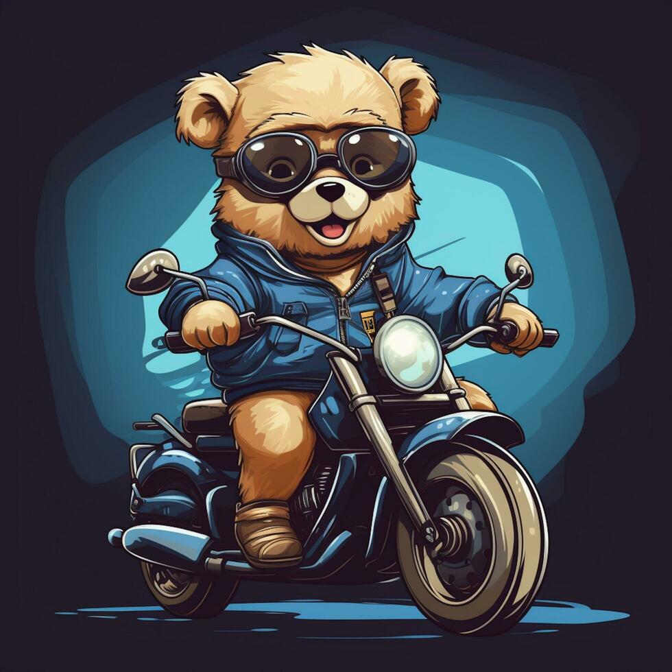 cute bear riding motorbike photo
