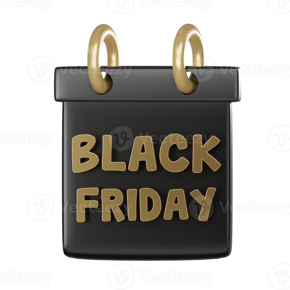 3D render black Friday calendar png