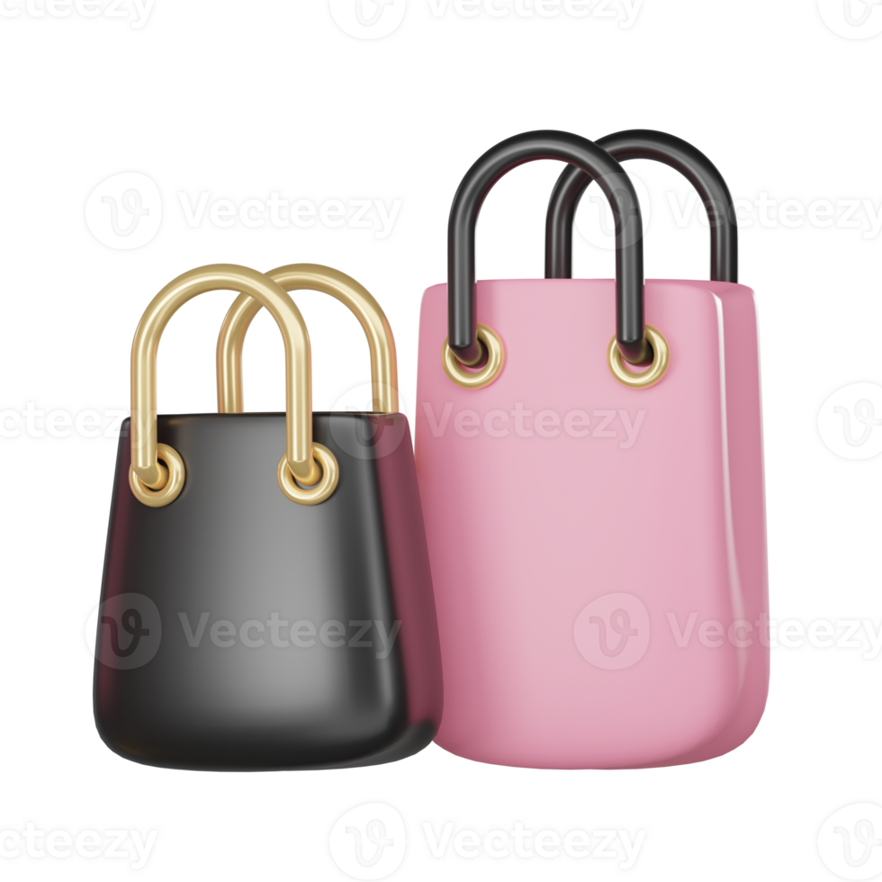 3d render shopping bags png