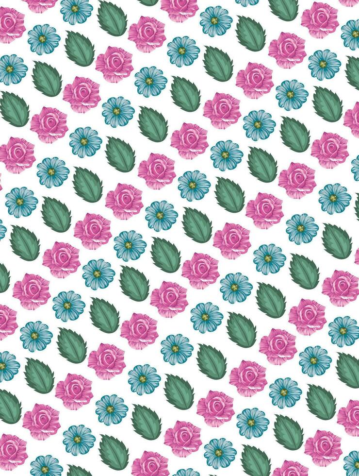 Rose pattern red green color vector background.