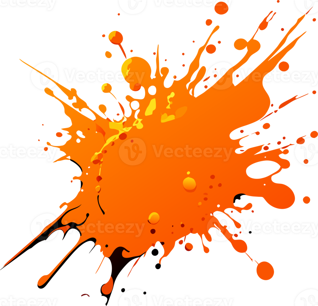 orange ink splashes png
