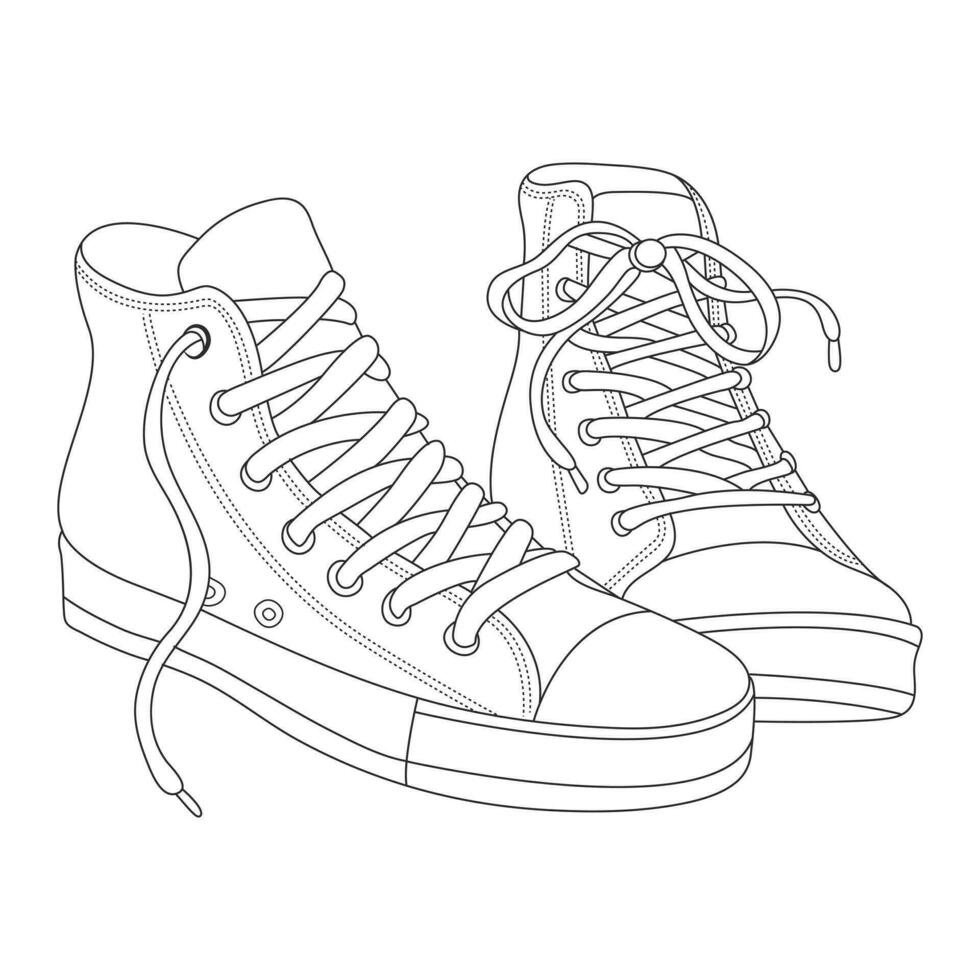 Zapatos o zapatilla de deporte con contorno estilo vector diseño elemento eps archivos