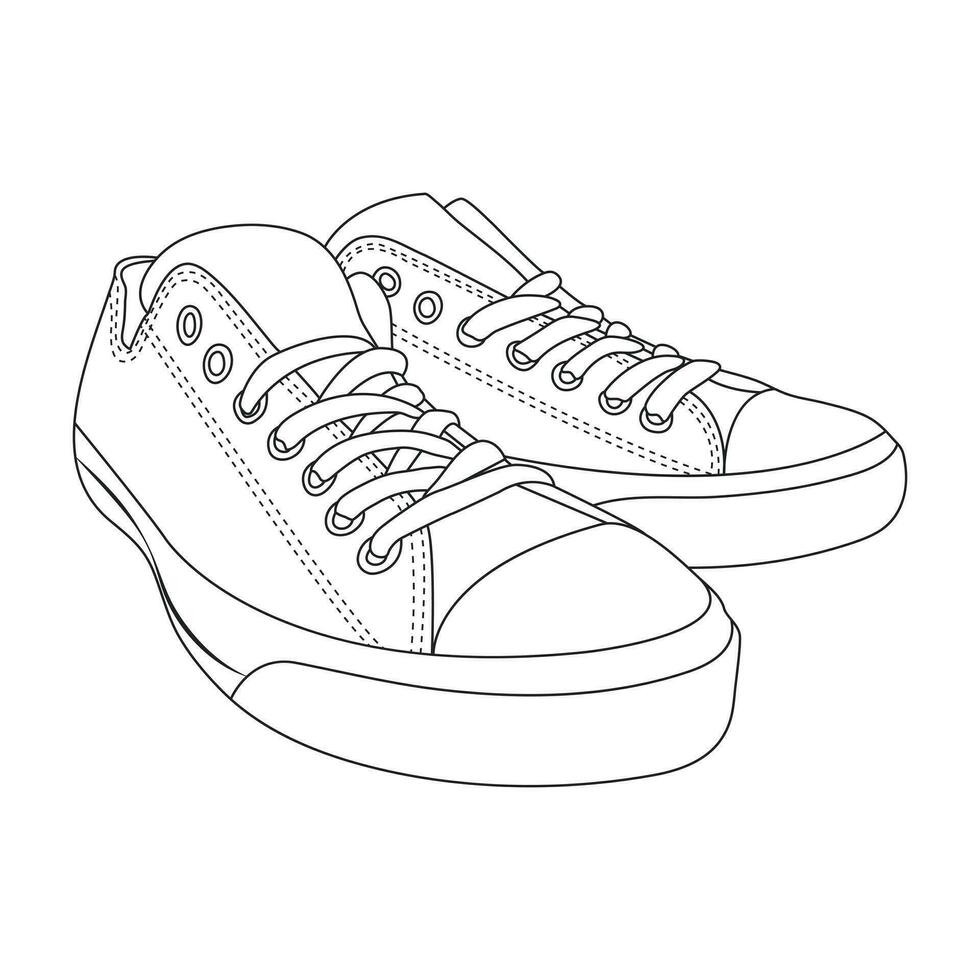 Zapatos o zapatilla de deporte con contorno estilo vector diseño elemento eps archivos