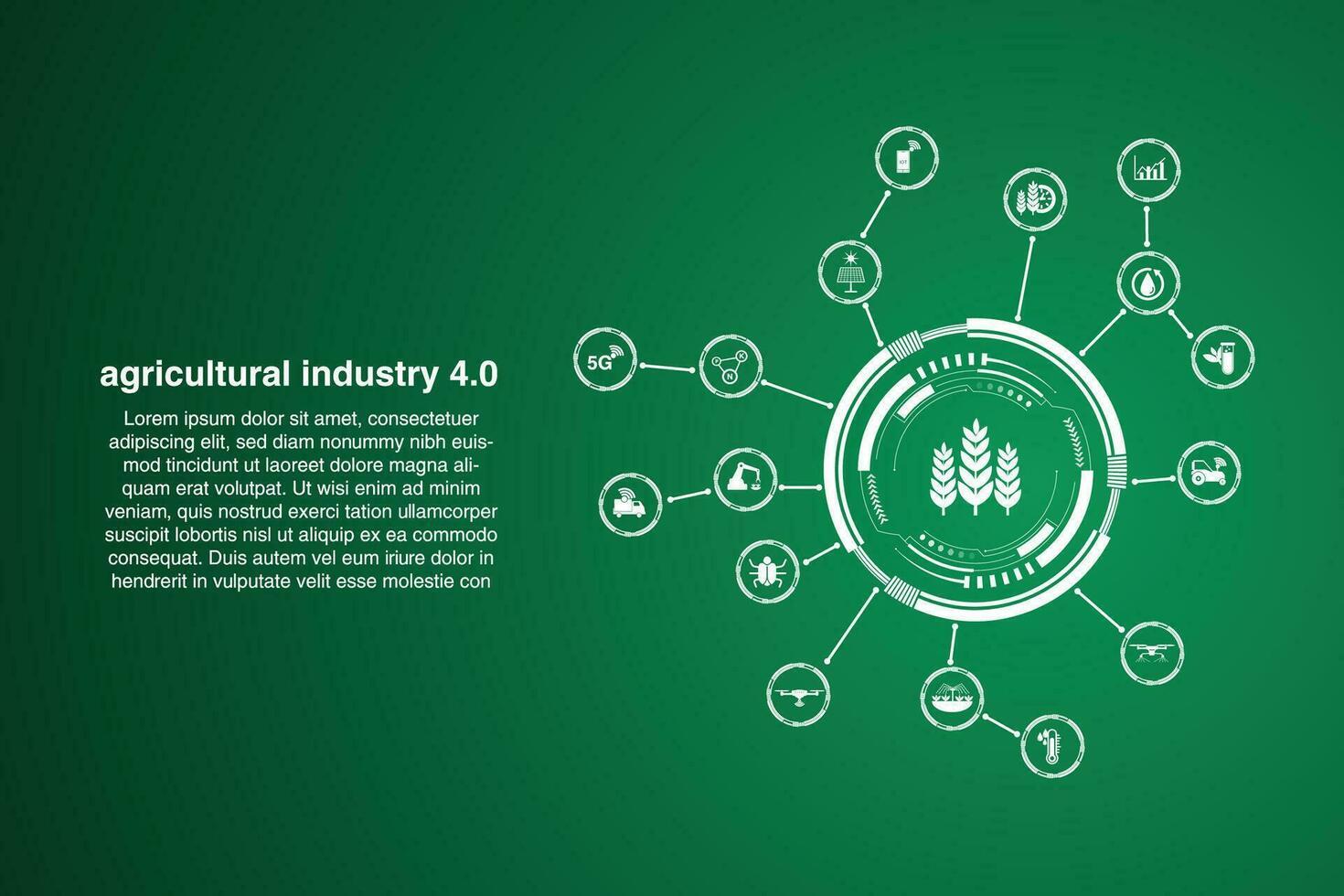 Industry 4.0 icon with the concept of agriculture and plantations with smart farmers. digital iot farming methods and farm automation. vector