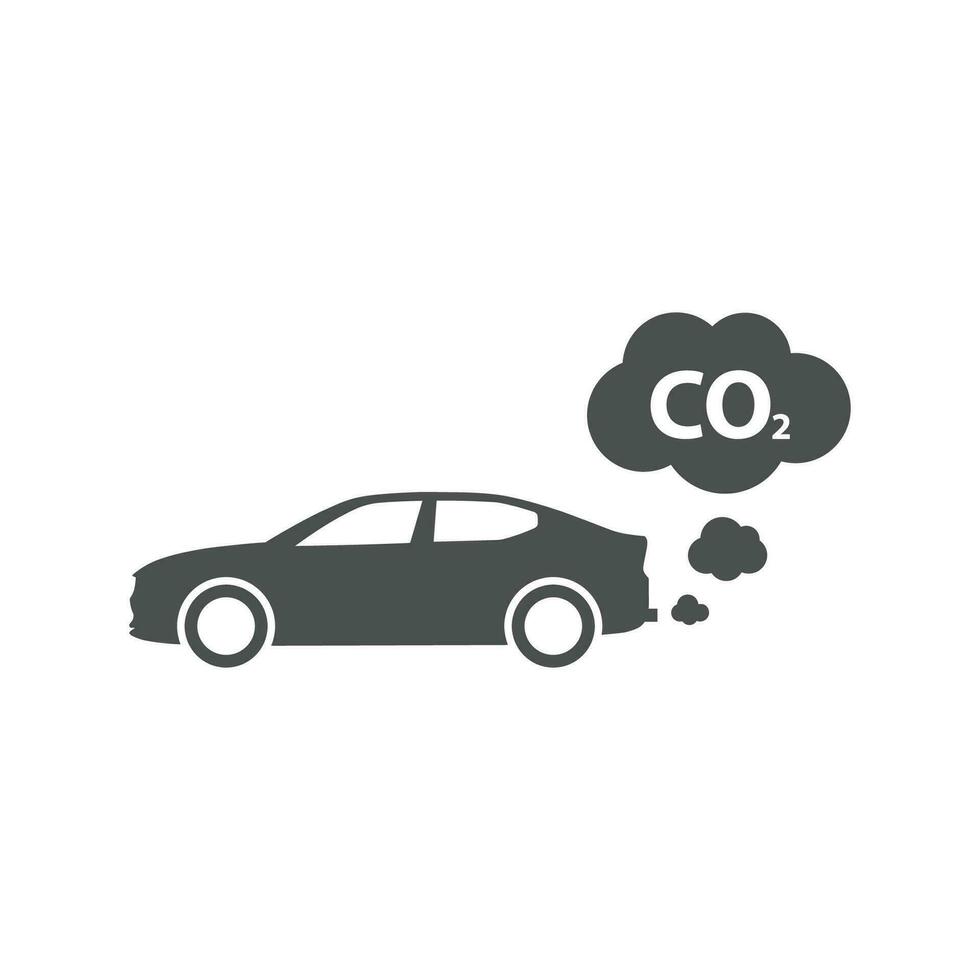 Car icon with CO2 symbol. Car exhaust icon vector