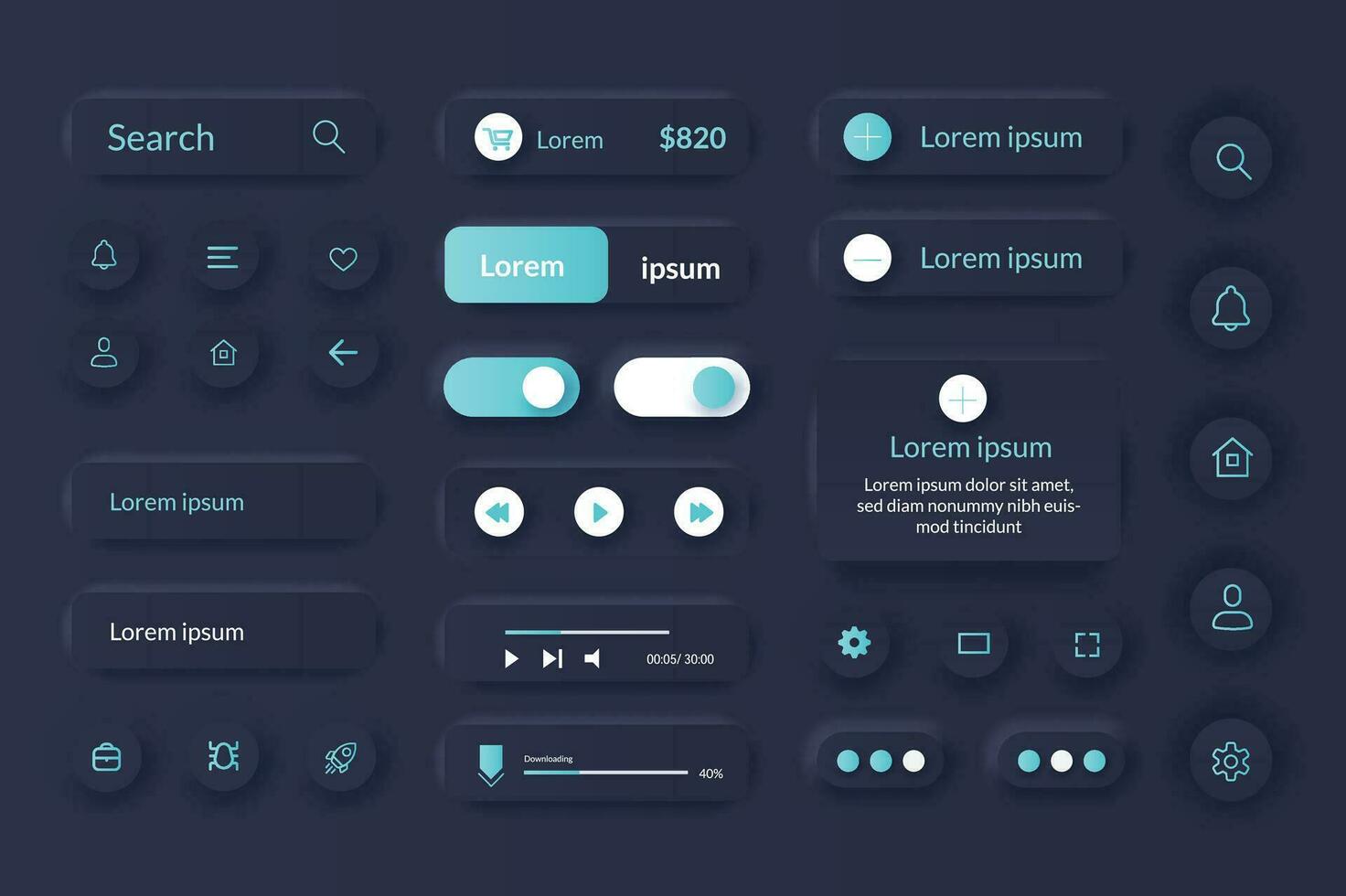 UI kit for android app and website UI design vector