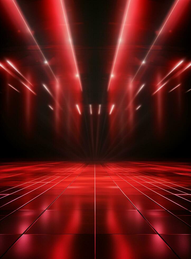 Ai generative Backdrop With Illumination Of Red Spotlights For Flyers realistic image ultra hd high design photo